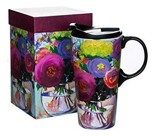 Ceramic Coffee Cup With Lid Ceramic Mug, Flower