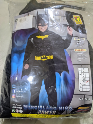 Disfraz De Batman Musculoso Para Niño 