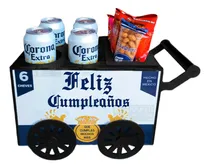 Comprar Carrito Botanero Caja Día Del Padre Llantas Giratoria Color CORONA feliz cumpleaños 4 PACK