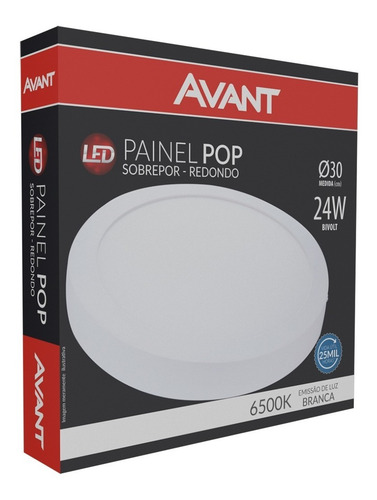 Imagem 3 de 5 de Painel Plafon Luminária Led Branco 24w Sobrepor Redondo 30cm
