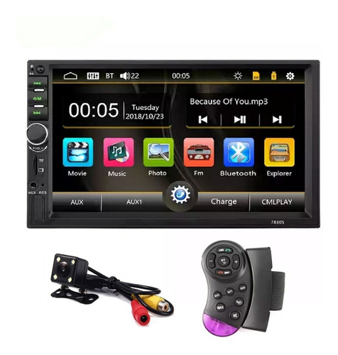 Imagen 1 de 8 de Radio 2 Din Tactil 7 Auto Mp3 Mp4 Bluetooth Camara Reversa