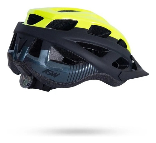 Capacete Bike Asw Fun Amarelo Fluor Com Iluminação Segurança Cor Amarelo/preto Tamanho P/m