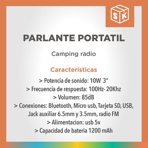 Imagen 6 de 10 de Parlante Bluetooth Camping Radio Led Rgbw Inalambrico Farol