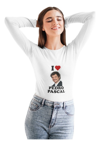 Polera Larga Unisex Pedro Pascal Amor Love Algodon Estampado