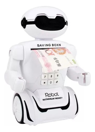 Alcancía Electrónica Robot Caja Fuerte Con Lampara Niños Color Blanco