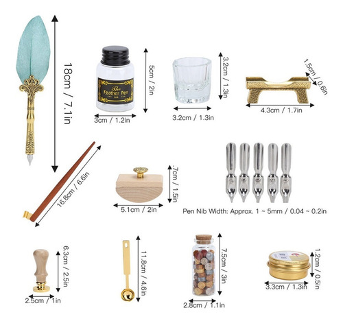 Quill Dip Pen Wax Set Pluma Kit De Sellos De Tinta Para Escr