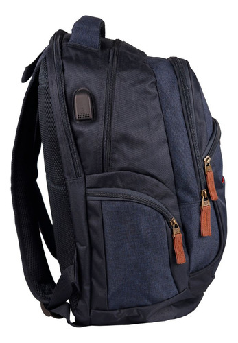 Mochila Wilson Grande Compartimento Notebook Usb Cor Azul