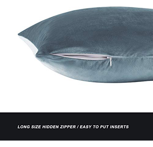 Funda De Almohada Decorativa 60x60 Cm Terciopelo Gris Y Azul