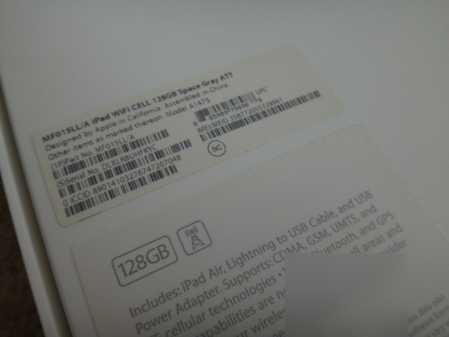 iPad Air 1st Gen. 128gb Color Gris Wifi + Celular 9.7 In (Usado)