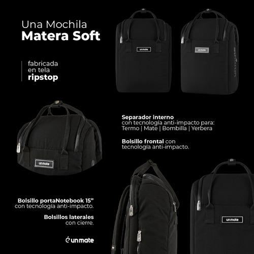 Una Mochila Matera - Soft Black Diseño de la tela Liso