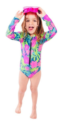 Malla Entera Niña Surf Uv Upf50+ Mangas Largas Tropical
