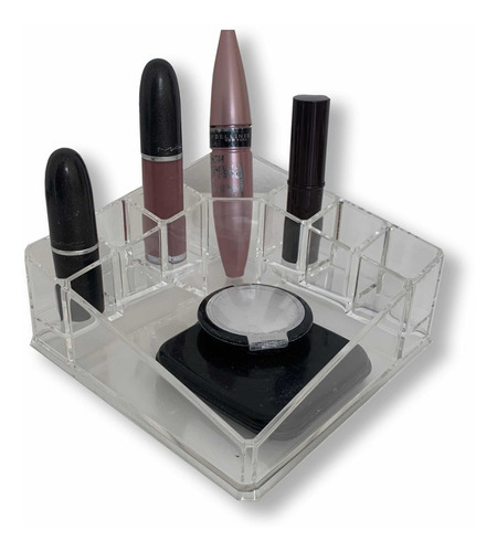 Organizador De Maquillaje Cuadrado Deco Acrilico Mayor X4