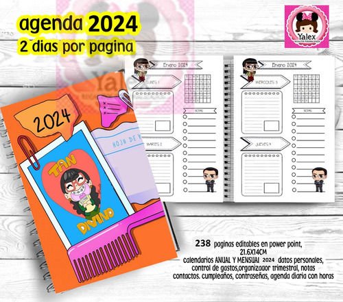 Agenda 2024 Bety La Fea 2 Dias Pag Imprimible Editable