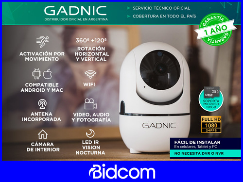 Kit Seguridad Gadnic 4 Ip Motorizada Full Hd Visión Nocturna