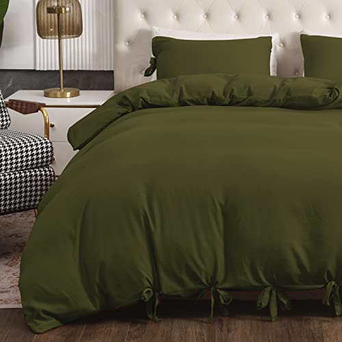 2 Pieces Olive Green Duvet Cover Twin Size, Twin Extra ...