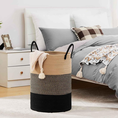 2pack 58l Grande Cesta De Lavandería De Cuerda Tejida Con