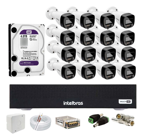 Kit Intelbras 16 Full Color Vhd 1120b, Dvr Mhdx 1016, C/4tb