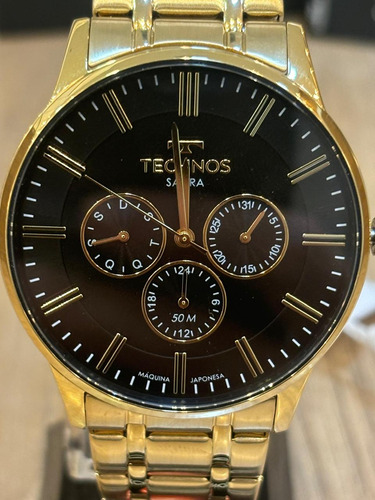 Relógio Technos Masculino Slim Dourado 6p29ame/1p