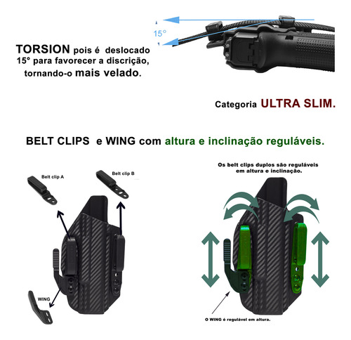 Coldre Sabre Kydex Iwb Glock G19 G25 Lanterna Trustfire Gm23