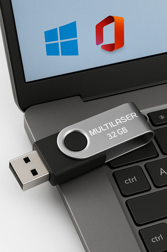 Pen Drive Multi Bootável Com Windows 10 11 + Pacote Office24 Preto Multi 32 Gb