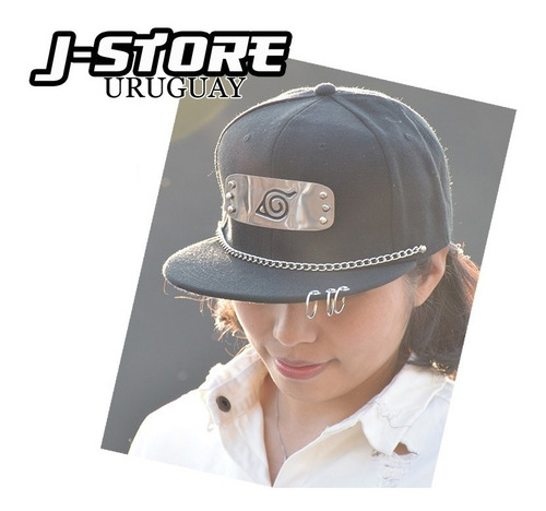 Imagen 2 de 3 de Snapback Gorro Visera Naruto Bandana Konoha