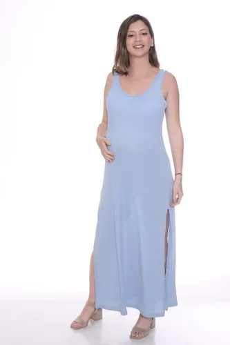 Vestido Largo De Verano Mujer Sin Mangas Con Tajo Art 3601