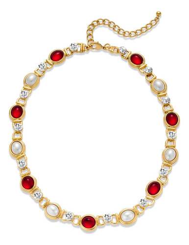 Gargantilla De Perlas Vintage, Collares Collares Rojos