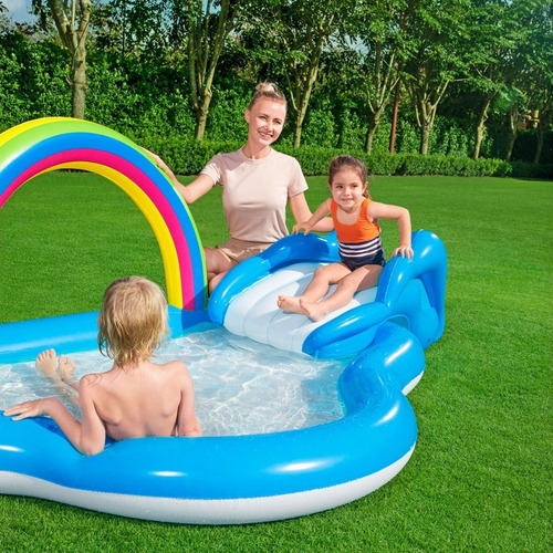 Imagen 4 de 8 de Playcenter Arcoiris Bestway Inflable 257 X 145cm 170 Lts P