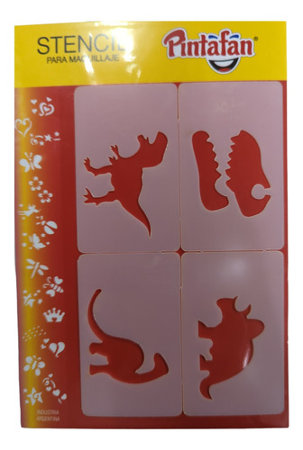 Imagen 2 de 3 de Plancha Stencil 4 En 1 Maquillaje Artistico Dinosaurio