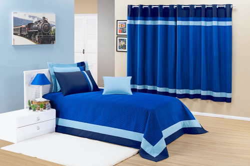 Imagem 1 de 4 de Kit Cobreleito Stylo Azul Jogo De Cama Para Quarto De Menino