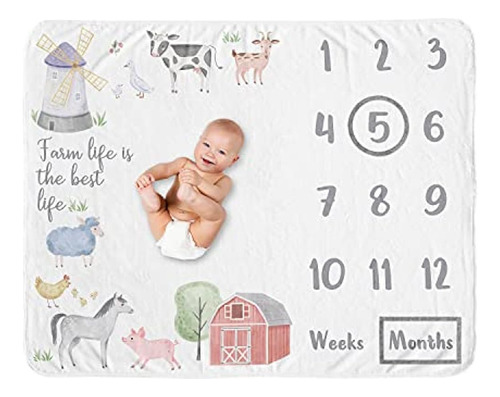 Sweet Jojo Designs Farm Animals Boy Or Girl Milestone Manta 