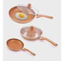 Comprar Kit 3 Frigideiras Com 2 Tampa Antiaderente Rev. Cerâmica