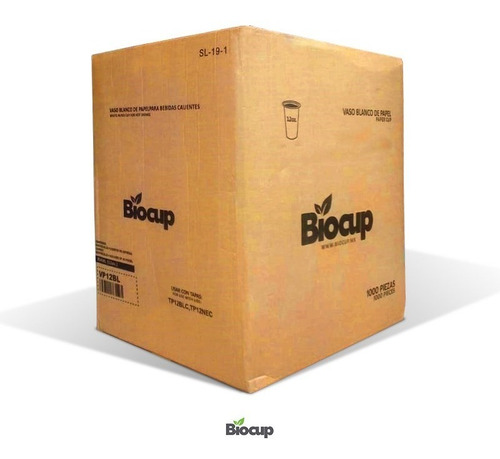 Vaso Ecológico De Papel 12 Oz Blanco Biocup, Reciclable 100%