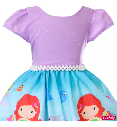 Vestido Fundo do Mar, Pequena Sereia, Vestido Ariel