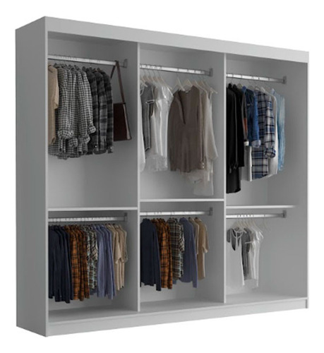 Guarda Roupa Victor Em Mdf 3 Portas E 6 Cabideiros Moderna Cor Branco