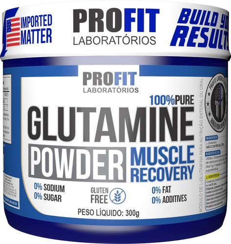 Glutamina Aminoácido 300g - 100% Pura - Profit Labs