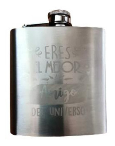 Licorera Ánfora 8oz Acero Inoxidable, Negra Y Vinipiel Café Color Inoxidable