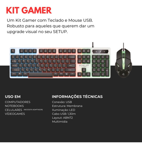 Kit Teclado E Mouse Para Jogos Com Mousepad E Mobilador