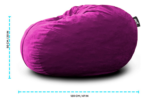 Sillón Puff 2 En 1 Con Cama Queen Size Gamuza Suave Fucsia