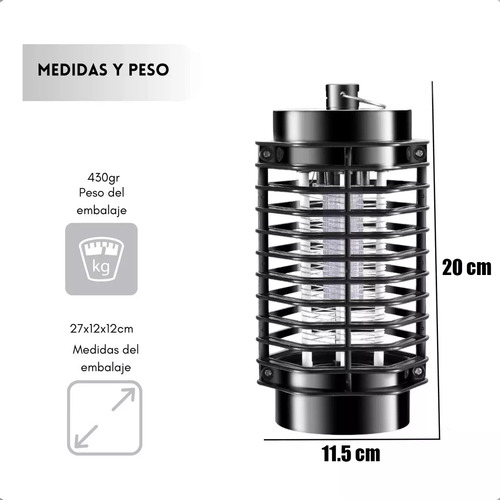 Pack X2 Mata Insectos Electrico Mata Moscas Electrico Negro Lampara Led Uv Abs Okshop Lamparas Mata Moscas Plástica Negro Lamparas Mata Insectos Negro 220v Luz Ultravioleta