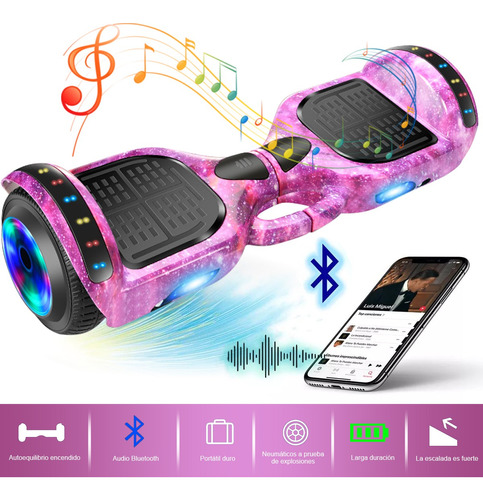 Patineta Eléctrica Hoverboard Con Bluetooth Luces Led/350w