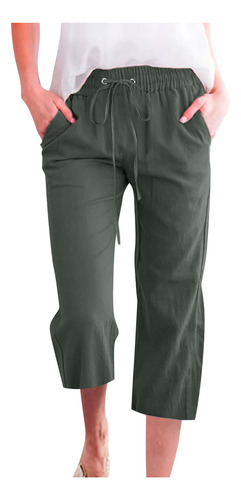 Pantalones Holgados Elásticos De Color Liso T Para Mujer, De