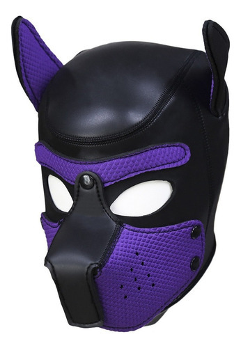 Máscara De Perro E Play For Cosplay, Cabeza Completa Con Or Color Púrpura Diseño Purple