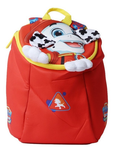 Mochila Paw Patrol Marshall Neopreno Con Patitas Niños Color Rojo