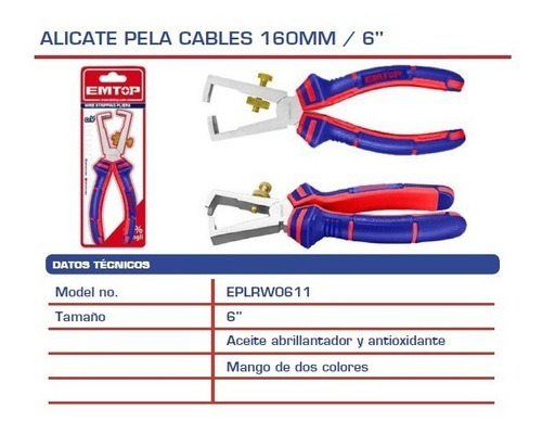 Imagen 2 de 4 de Alicate Pela Cables 160mm / 6 Pulgadas