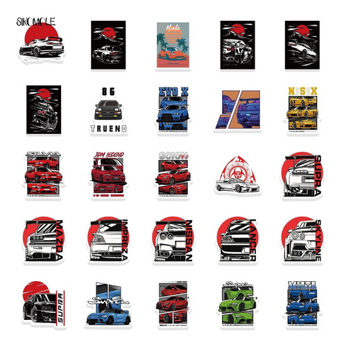 Auto - Set De 15 Stickers Coches De Carreras Jdm