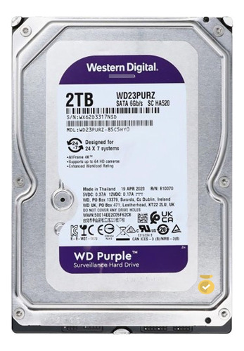 Disco Duro Western D. Wd23purz De 2tb Pc Sata 3.5  Purple