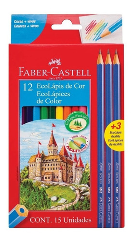 Lápices De Color X12 + 3 Grafitos Faber Castell 