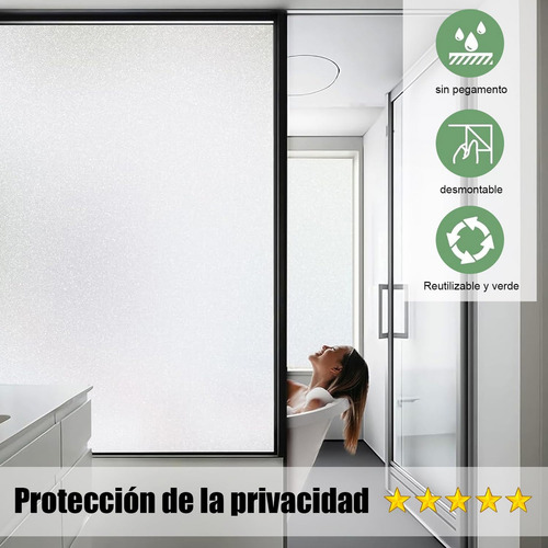 Sjrohe Mantas Película De Privacidad Para Vidrio Esmerilado, Con Revestimiento Adhesivo Electrostático, Ideal Para Decoración De Ventanas Y Vidrios, Ideal Para El Hogar Y La Oficina, 60cmx500cm