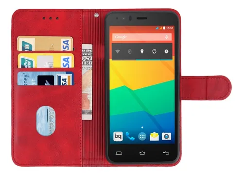 Funda De Teléfono De Piel Negra Para Bq Aquaris E5
